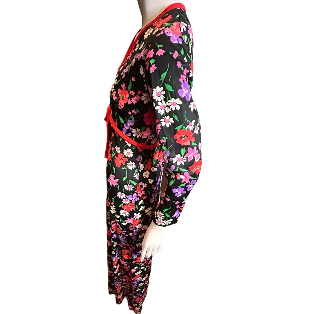 Vintage 60s 70s Floral Maxi Dress Size Medium - Picture 7 of 11